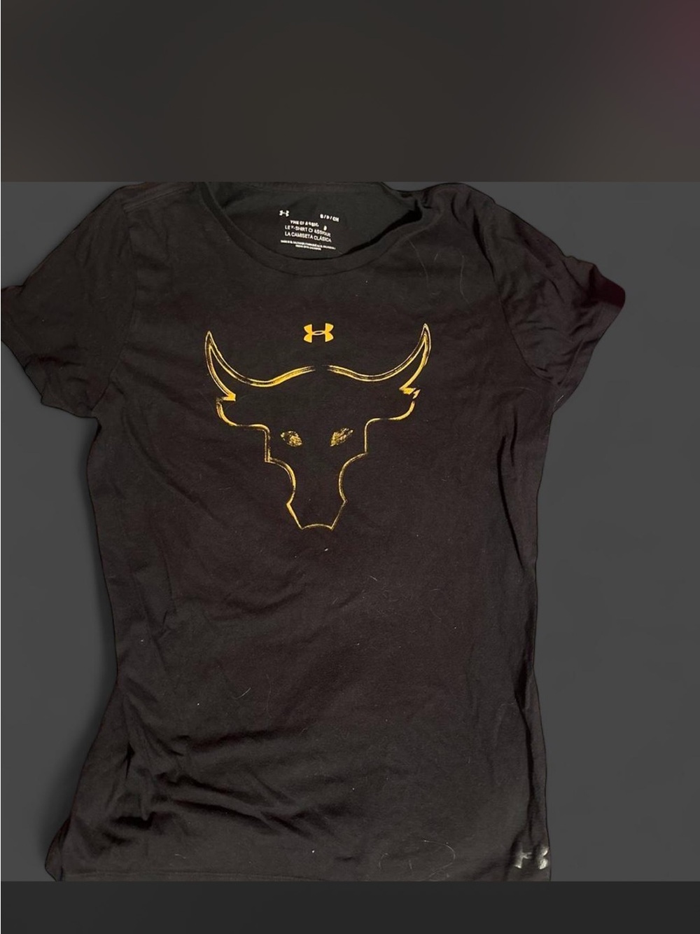 Under Armour Black Short-Sleeve Tee with Gold Bull Logo